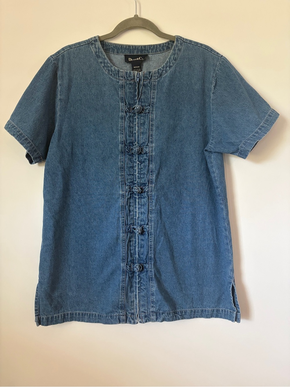 Vintage denim zip up top size M unique western rodeo grandma